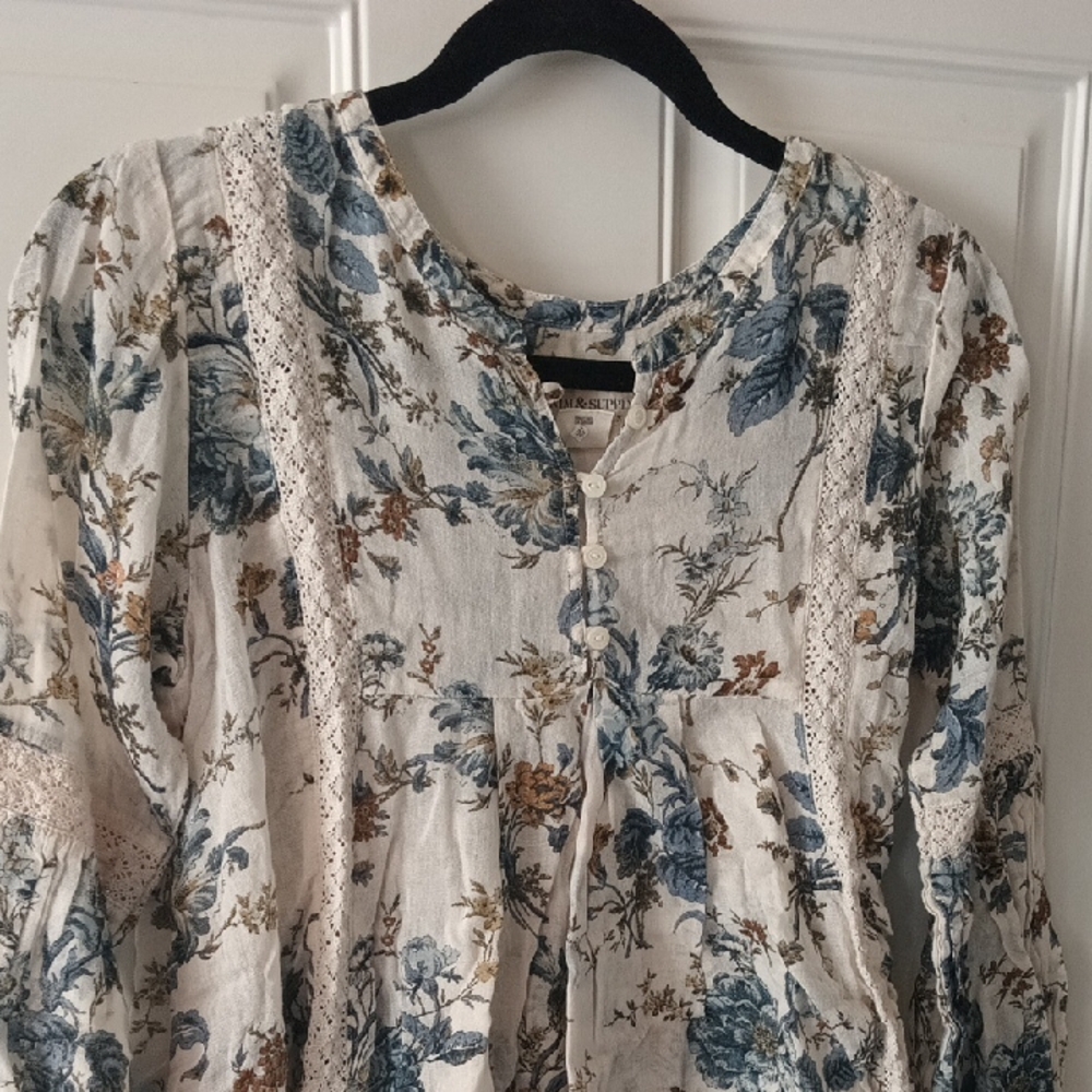 Ralph Lauren Floral Button-Front Blouse Size Small